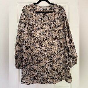 Belongsci Leopard-print v-neck tunic blouse